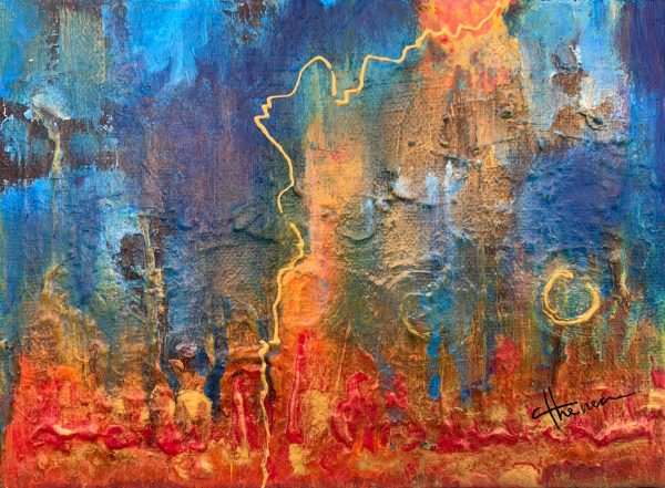 quadro fulmine – arte contemporanea-lightning_golden_blue_red_storm_fire_decoration_textures_athenea sosa