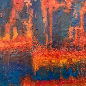 quadro fasi – arte contemporanea-sparkly_phases_colorful_intense_blue_orange_copper_athenea sosa