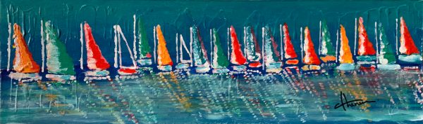 quadro napoli – arte contemporanea-happiness_colors_naples_sailing boat_athenea sosa